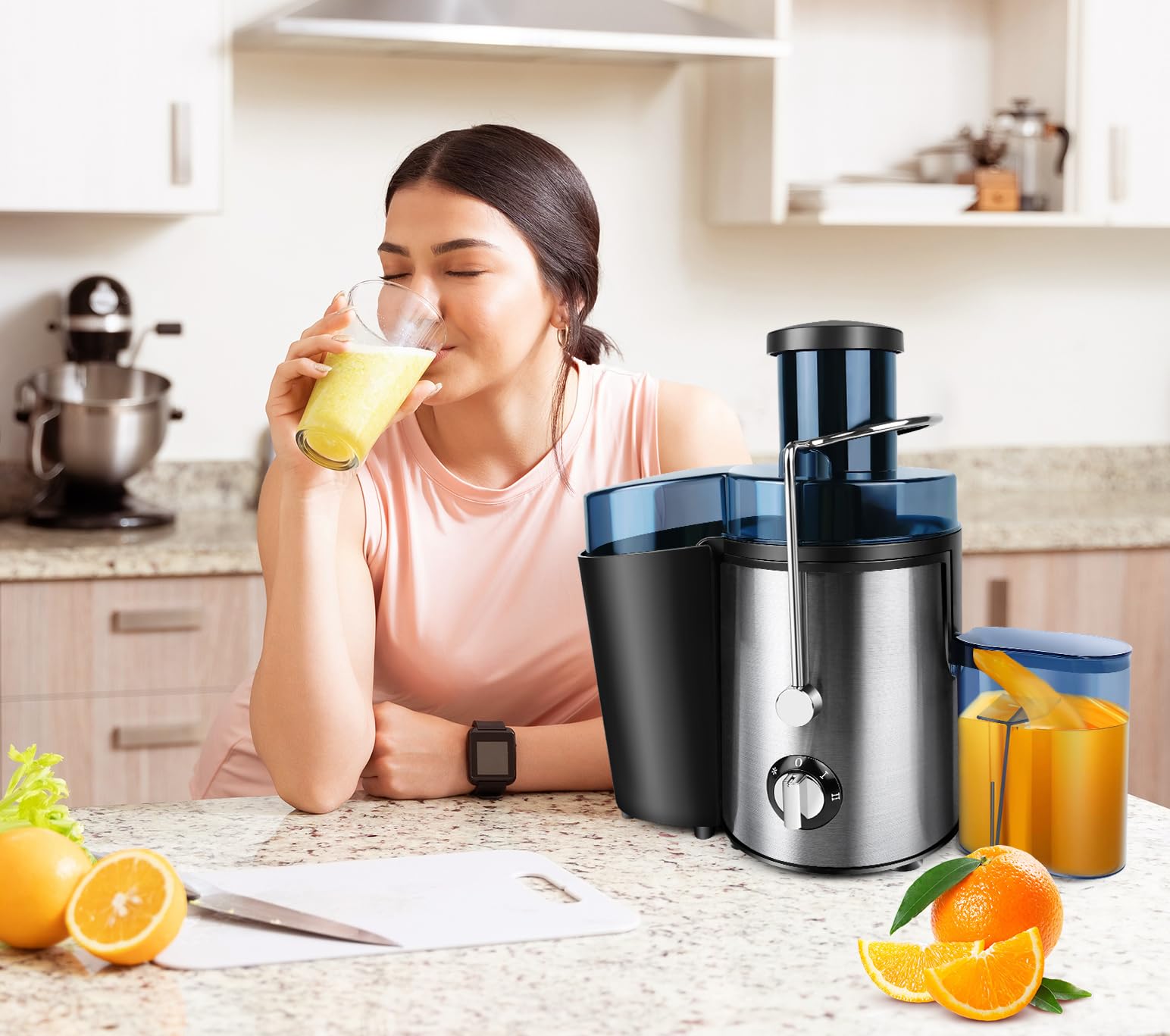 Exprimidor de 1000 W y 500 ml, exprimidor lento, exprimidor de prensa en frío