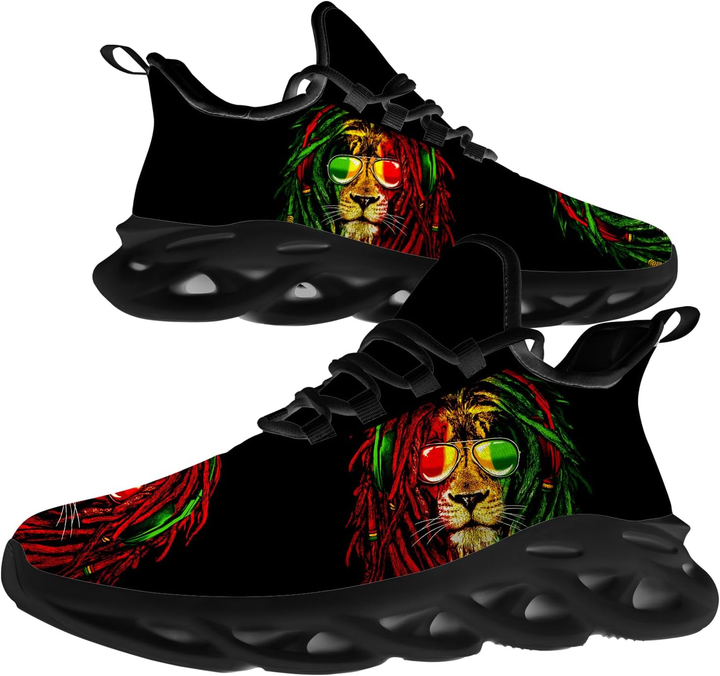 Custom Rasta Sneakers Men Women Running Shoes Add Name Lightweight Walking Tennis Shoes Gifts for Men Women