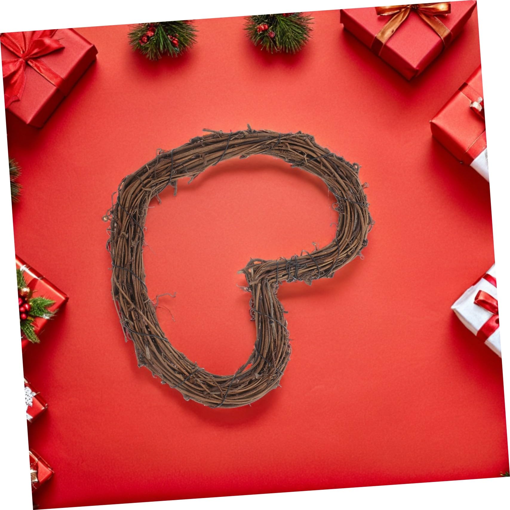 Ipetboom Ghirlanda di Natale a Forma di Cuore in Rattan Naturale 3 Pezzi Decorazione Rustica Versatile per Matrimonio e Festa Romantica