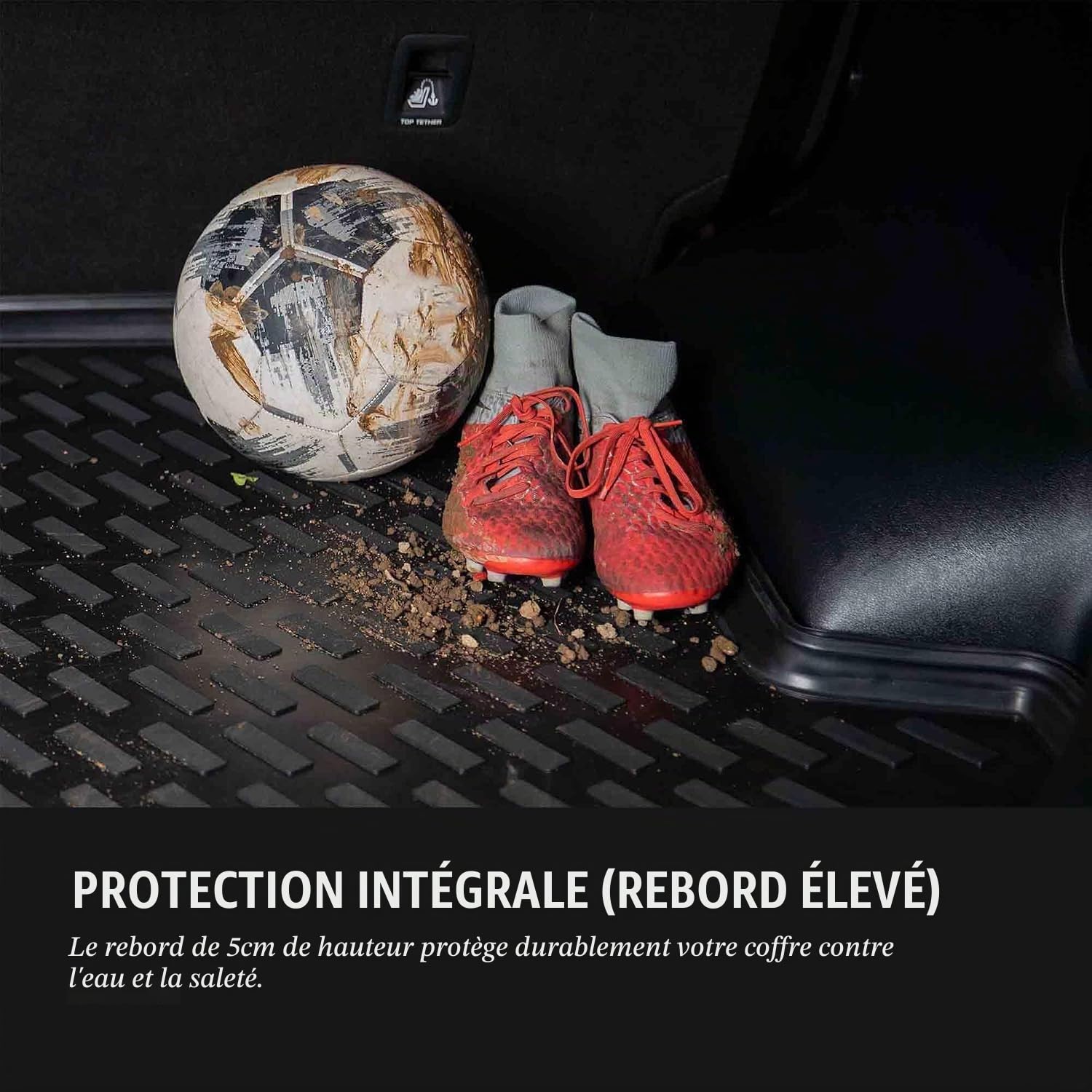 ELMASLINE Lot de Tapis en Caoutchouc 3D et bac de Coffre pour Kia EV2 à partir de 2026 | 5 Places | Plancher de Chargement supérieur | Accessoires Tapis de Sol Tapis de Coffre