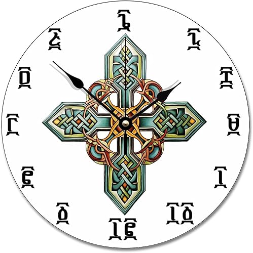 Reloj de pared etĂope con tiempo de cruz redondo, grande, moderno y de madera rĂşstica de 10 pulgadas, silencioso, sin garrapatas, funciona con Reloj de pared etĂope con tiempo de cruz redondo, grande, moderno y de madera rĂşstica de 10 pulgadas, silencioso, sin garrapatas, funciona con