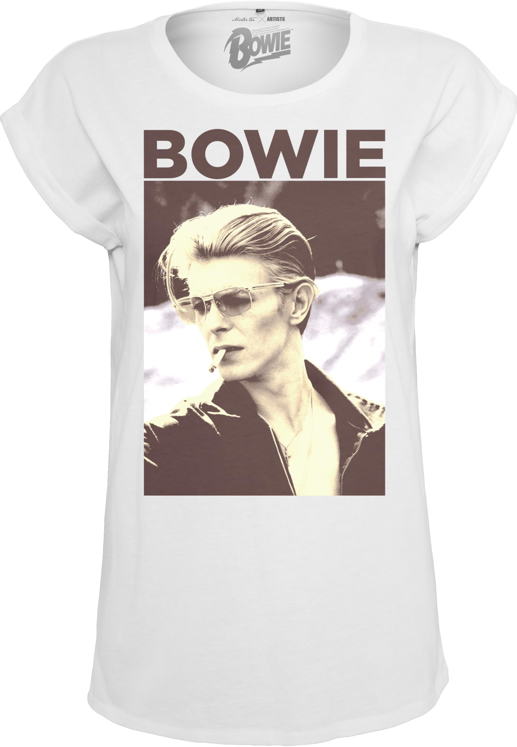 Mister Tee Damen Ladies David Bowie T-Shirts, White, S