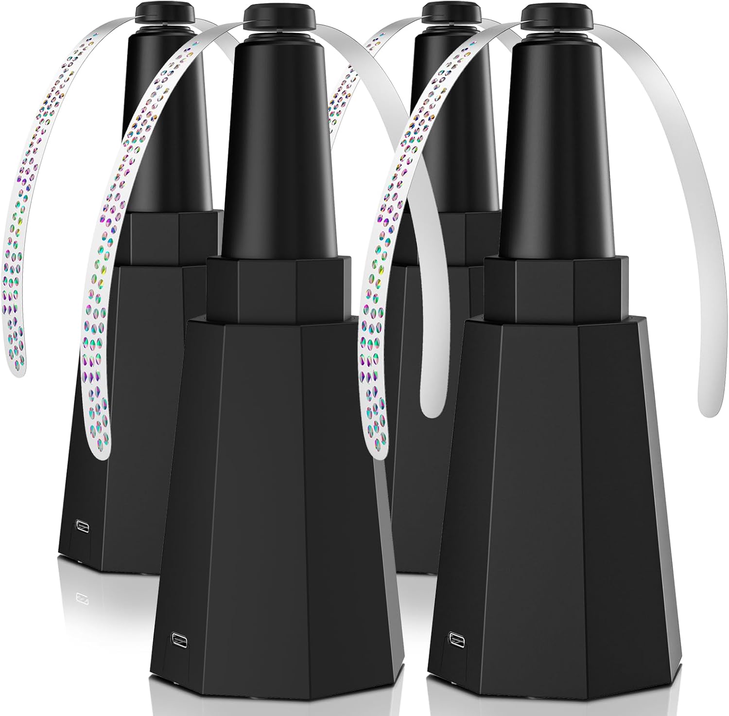 4-Pack Rechargeable Fly Fans for Tables Up to 10-Hour Working Time, Indoor Outdoor Mute Food Fans to Keep Flies Away, Retractable Table Fans with Hook for Home Restaurant Party Picnic Patio, Black