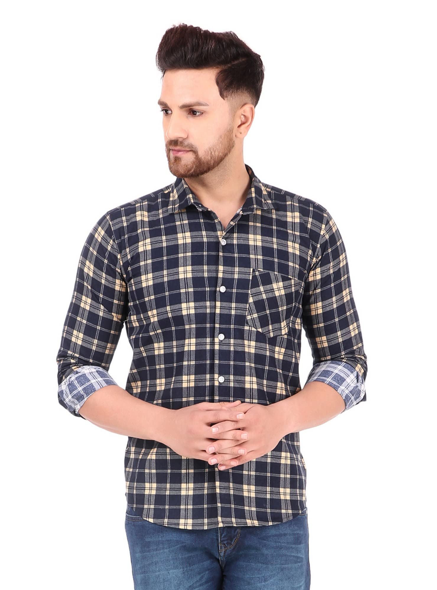 FAADDICTIONMen's Shirt Casual Cotton Checkered