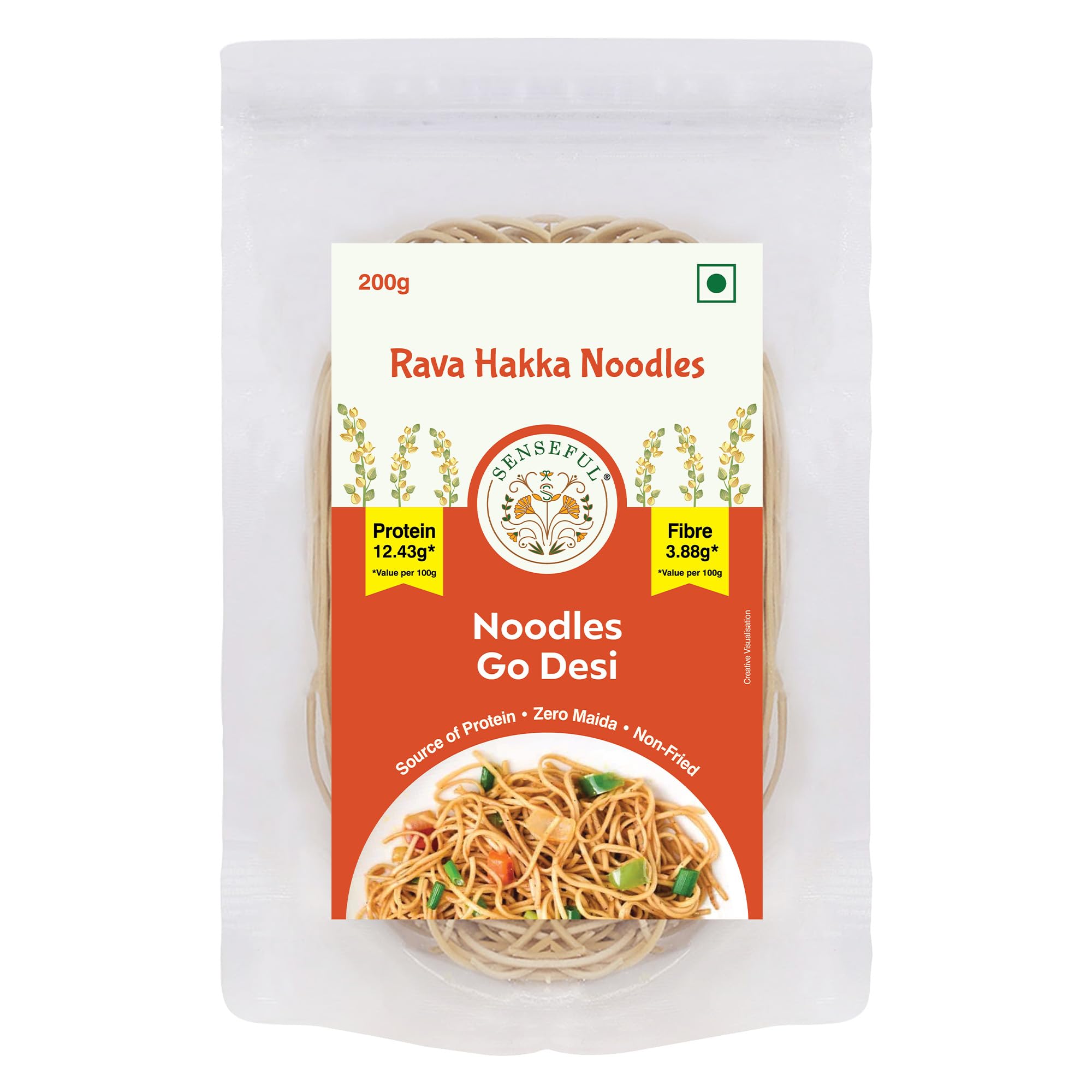 SENSEFUL Rava (Semolina) Hakka Noodles - Non-Fried, No Cholesterol