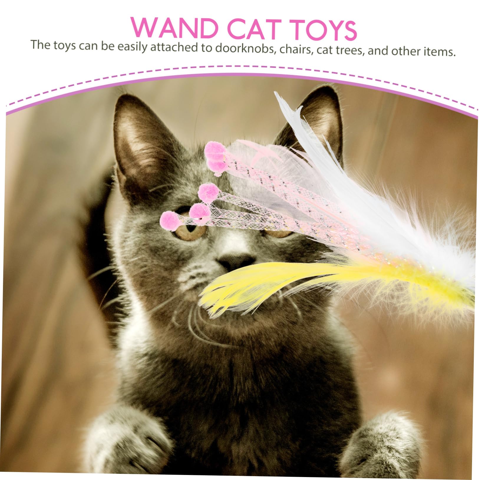 VANZACK 24pièces Jouets à Plumes Multifonctionnels pour Chats Accessoires De Jeu Intérieurs pour Chats avec Cloches Remplacements Doux Et Sécurisés pour Éveiller Instinct De Chasse