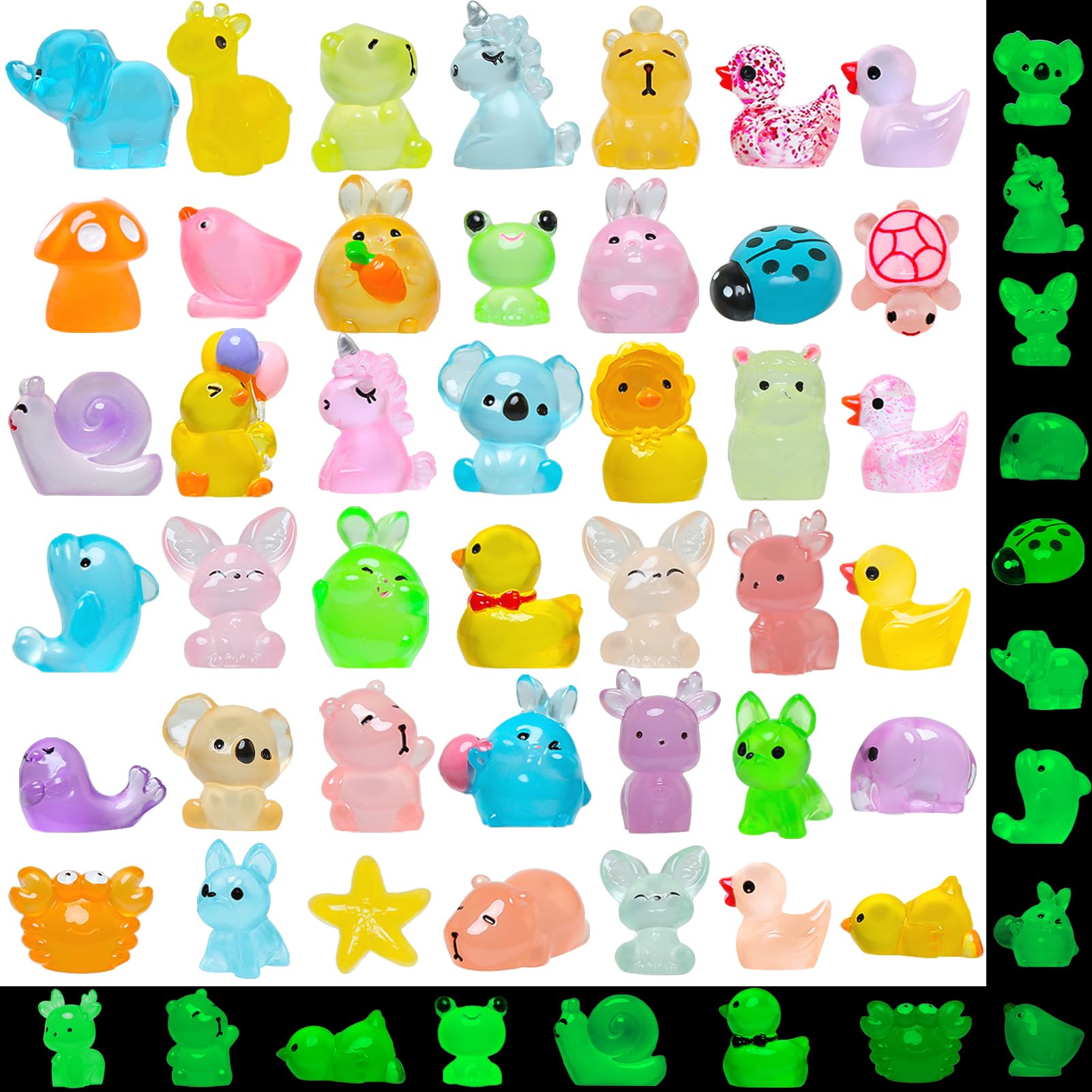 Bellestyle Dark 150Pcs Mini Luminous Resin Animals, 27 Styles Small Resin Animals Glow In The Miniature Tiny Animal Figures For Micro Landscape Garden Potted Plants Aquarium Fairy Dollhouse Decor