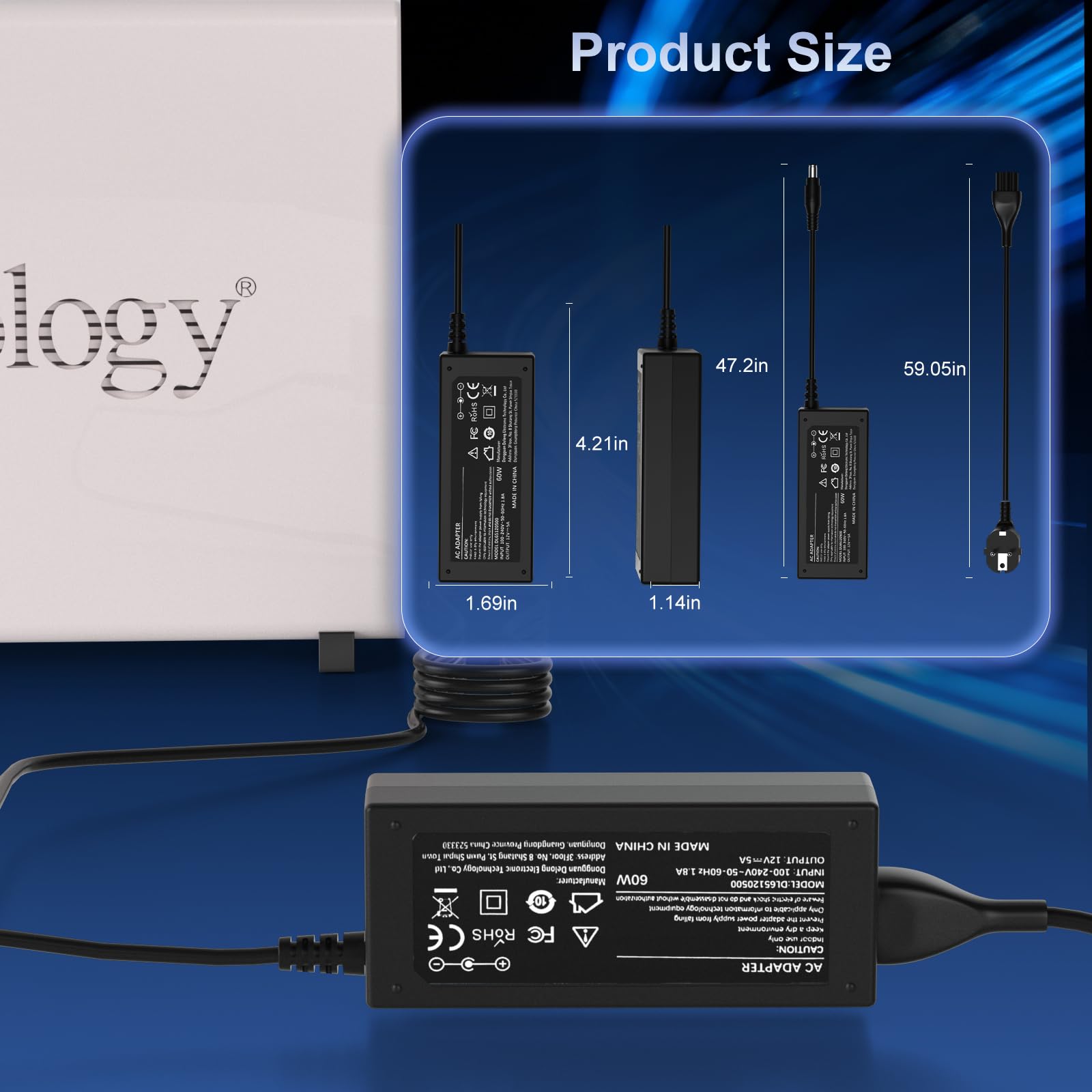 Caricabatterie da 12V compatibile con i sistemi NAS Qnap TS-253B TS-109 TS-209 TS-269 TS-221 TS-251 TS-209 Pro TS-220 TS-231P TS-228 TS-212