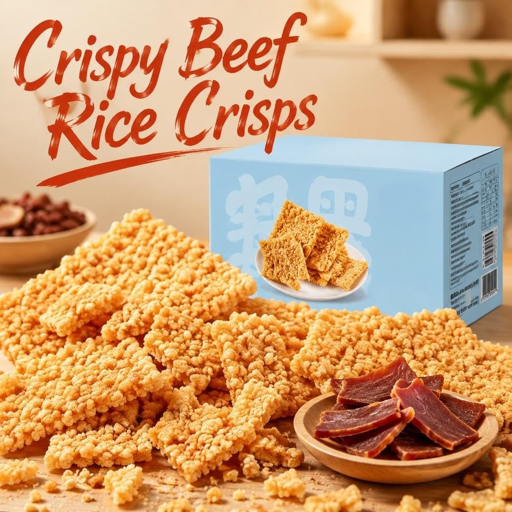 Snack Crujiente De Galleta De Arroz Glutinoso Con Sabor A Carne 500g
