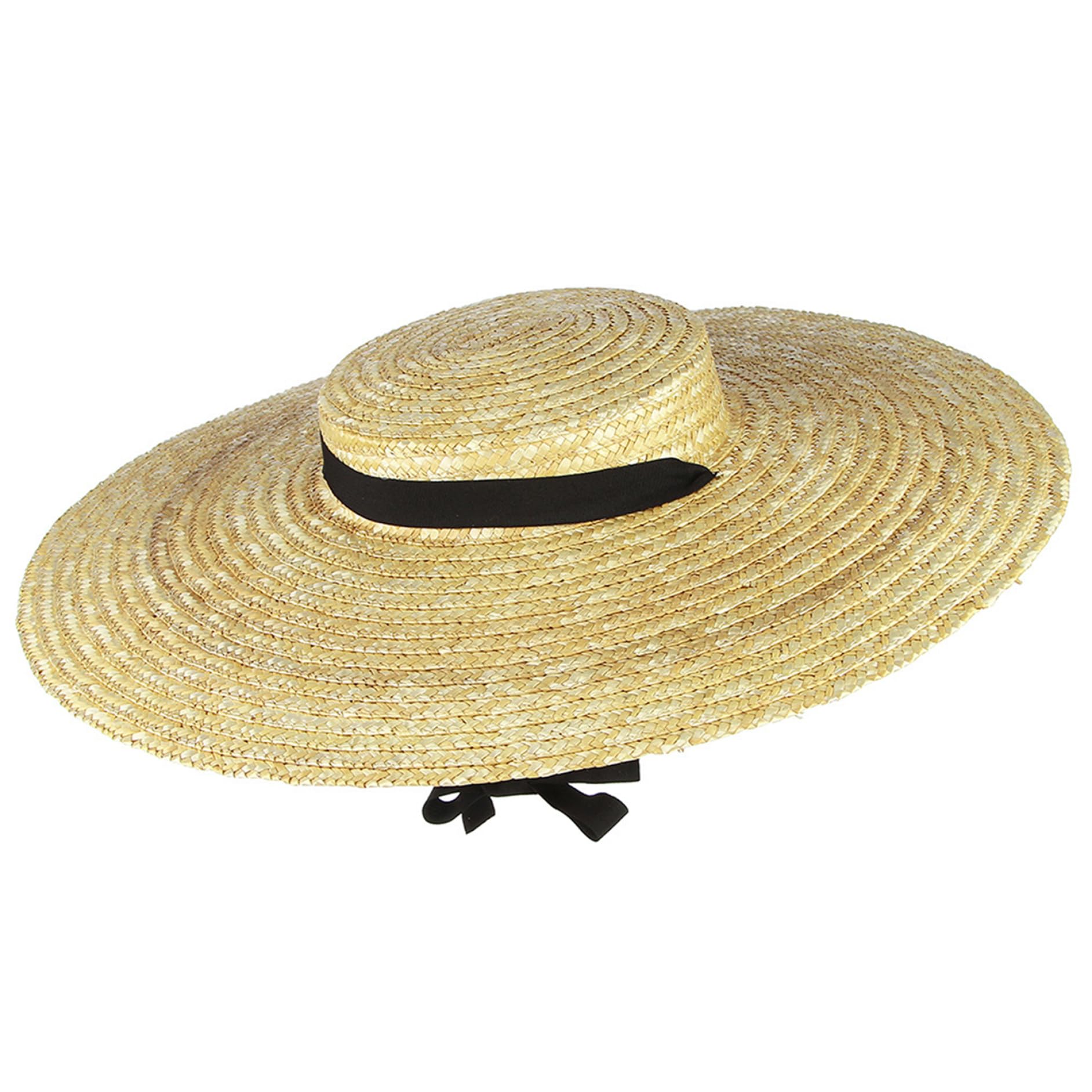 Elyebxj Women's Wide Brim Straw Boater Hat, UV Protection Breathable, with Adjustable Chin Strap, Summer Beach, Boater Hat