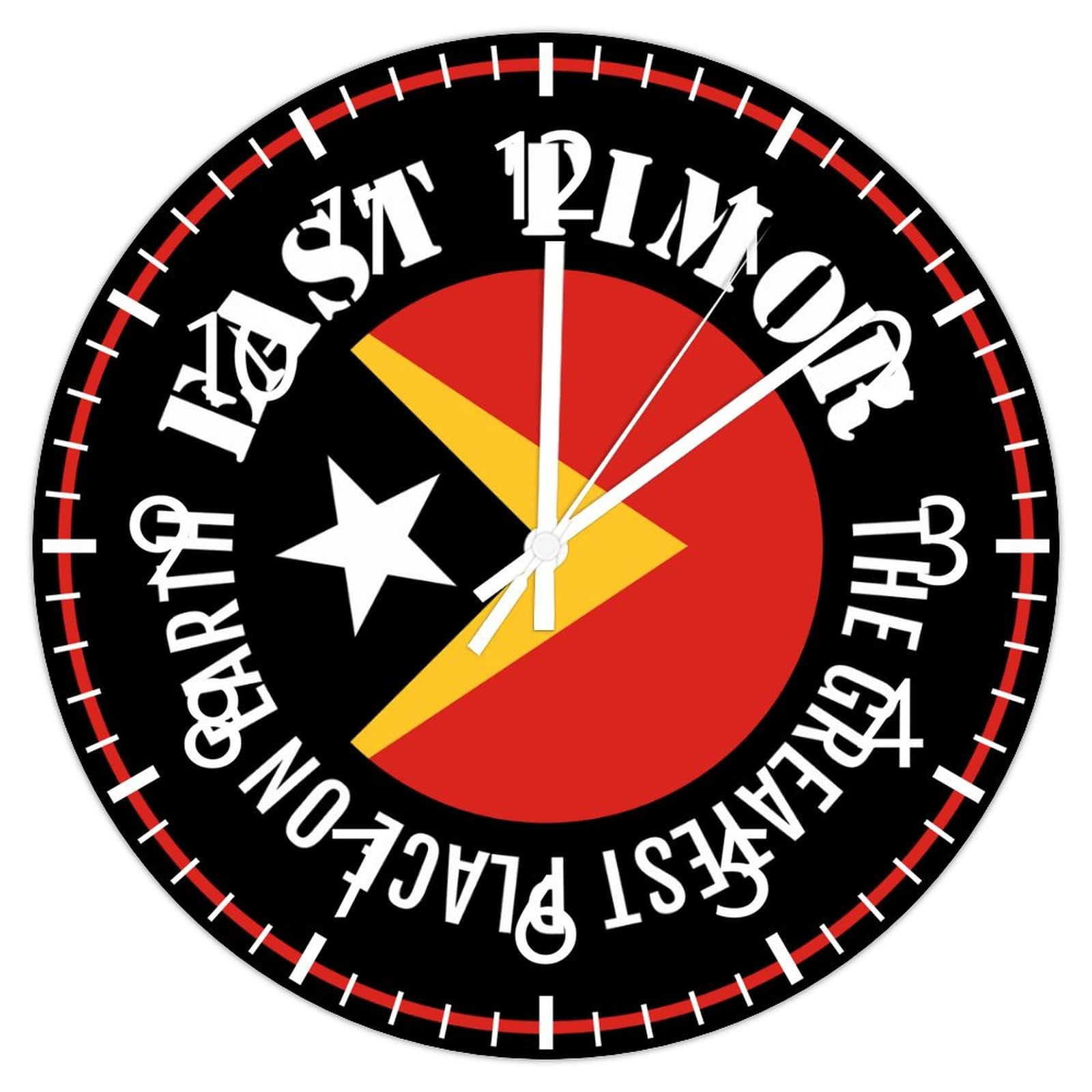 Horloge murale Timor oriental en PVC de 30 cm silencieuse pour bureau