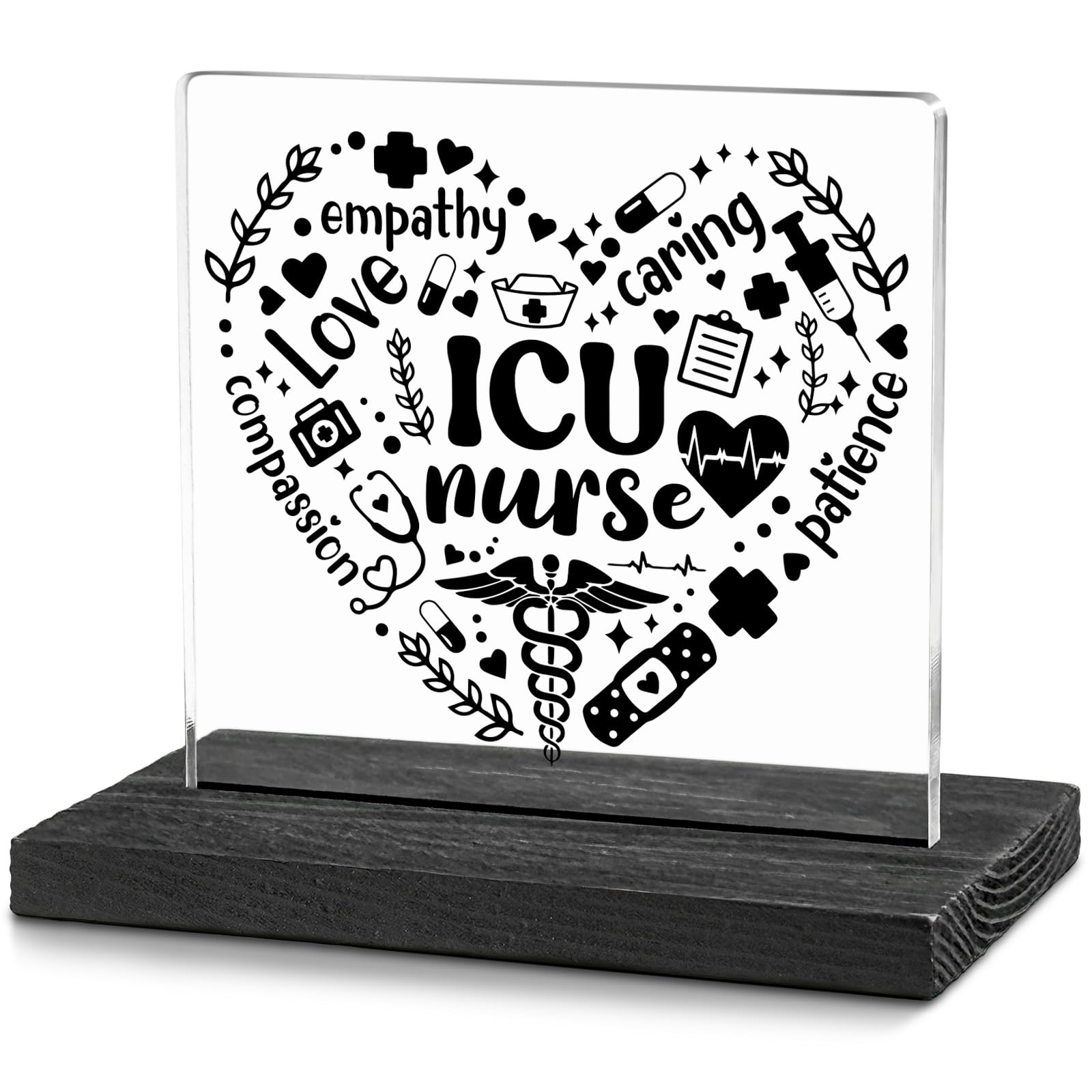 wainvniaw ICU Nurse Gifts, Thank You Gift for ICU Nurse, ICU Nurse Appreciation Gifts, ICU Nurse Gifts for Graduation Christmas Nurses Week, ICU Nurse Desk Decor Signs for Home Office WDSS60