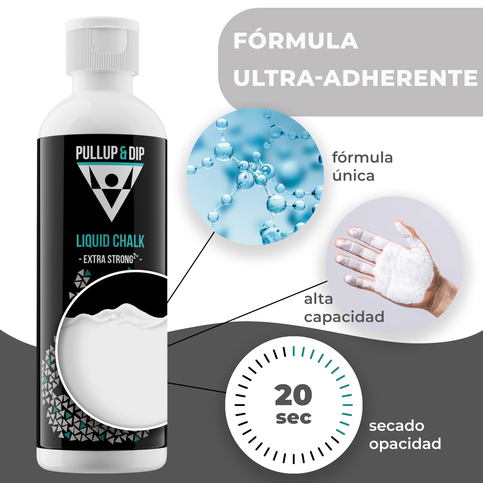 Magnesio Liquido PULLUP & DIP Tiza Liquida para Agarre Escalada Gimnasio Levantar Pesas Bouldering Calistenia Cecado Rapido Extra Fuerte