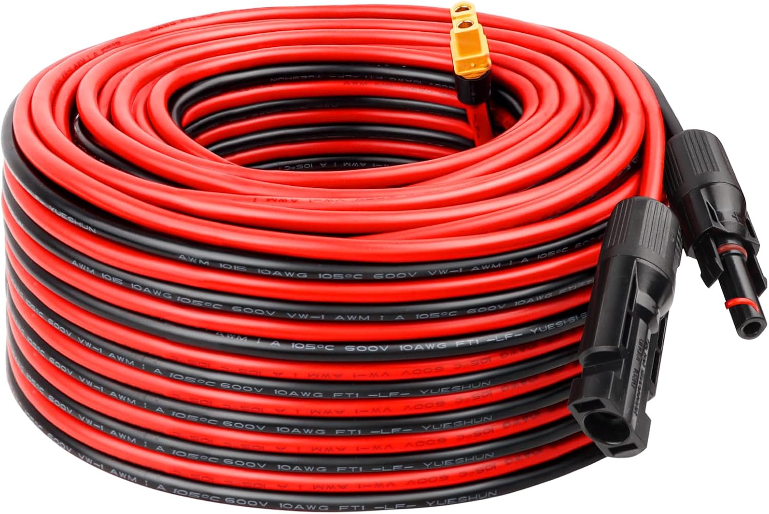 Solar to XT60 Extension Cable 10AWG 60FT Solar Connector to XT60 Adapter Cable for Solar Panel to Portable Power Station Solar Generator Battery Pack