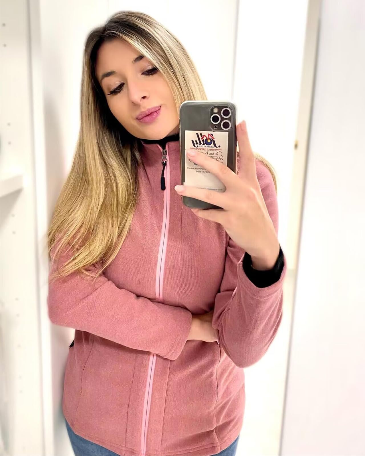 WOWENY Veste polaire pour femme avec doublure chaude col montant et fermeture éclair complète légère et antistatique pour l'hiver l'extérieur la course la randonnée et les loisirs