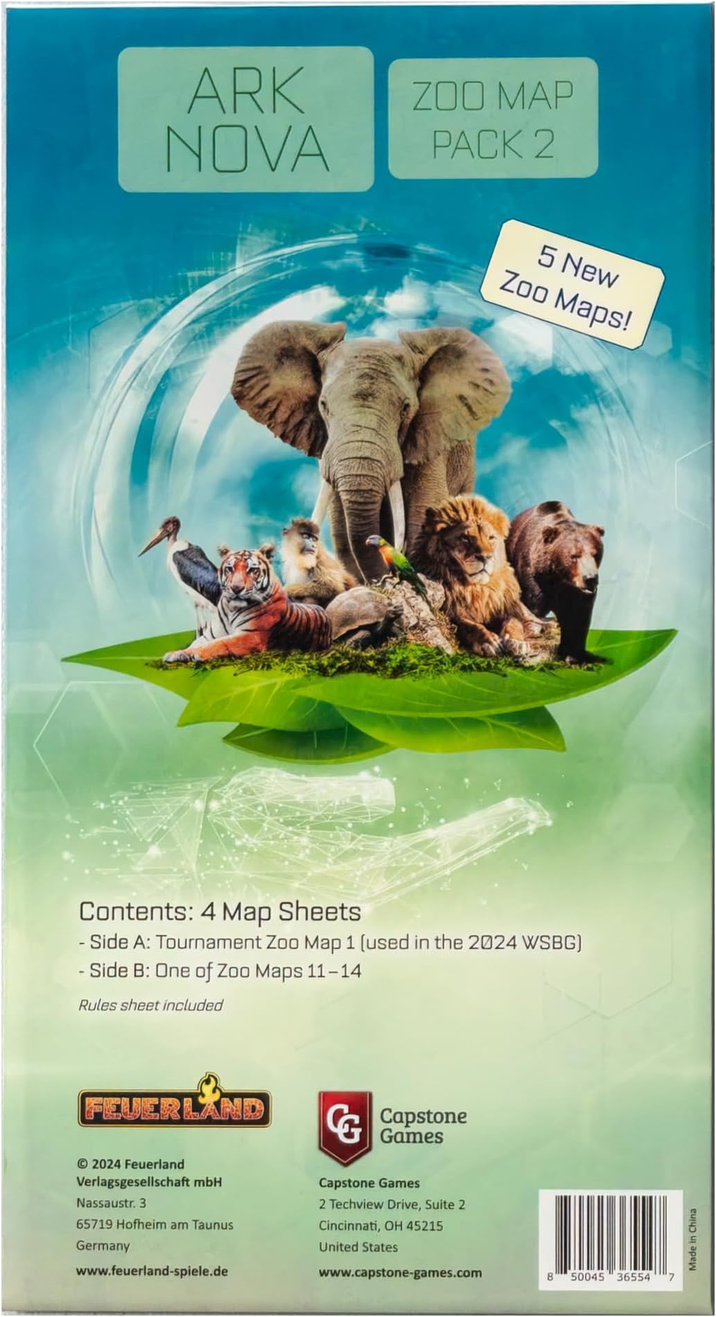 Capstone Games Ark Nova: Zoo Map Pack 2 - Game Accessory Expansion Set, Expand Your Collection, All New Mechanics and Layouts to Explore - Ages 15+