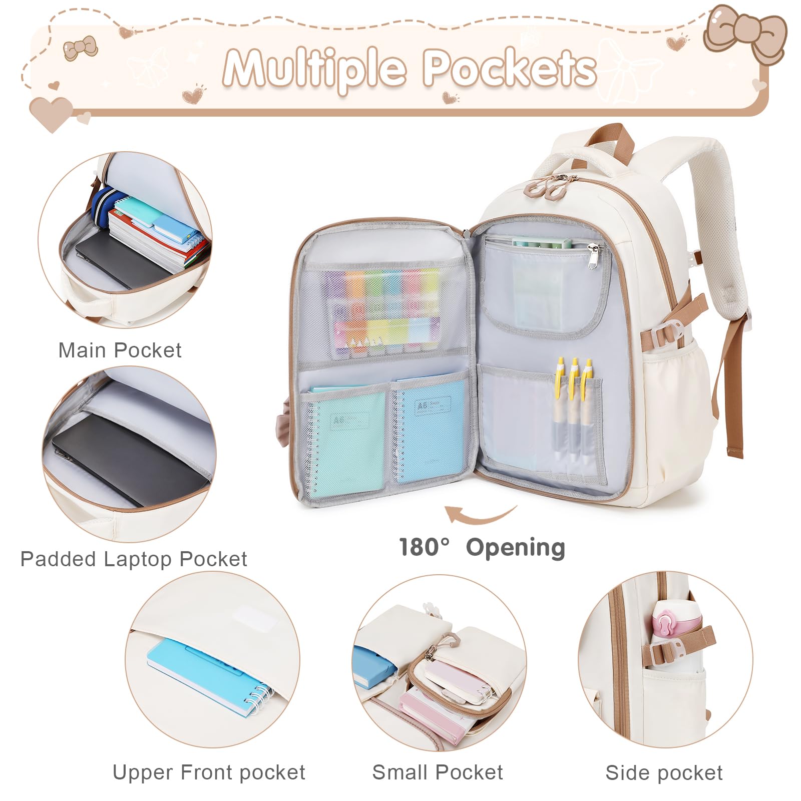 ACESAK 08 BACKPACK BENTO BOX MIT WASSERFLASCHE ALL, Khaki, Large, Rucksack mit Bento-Box