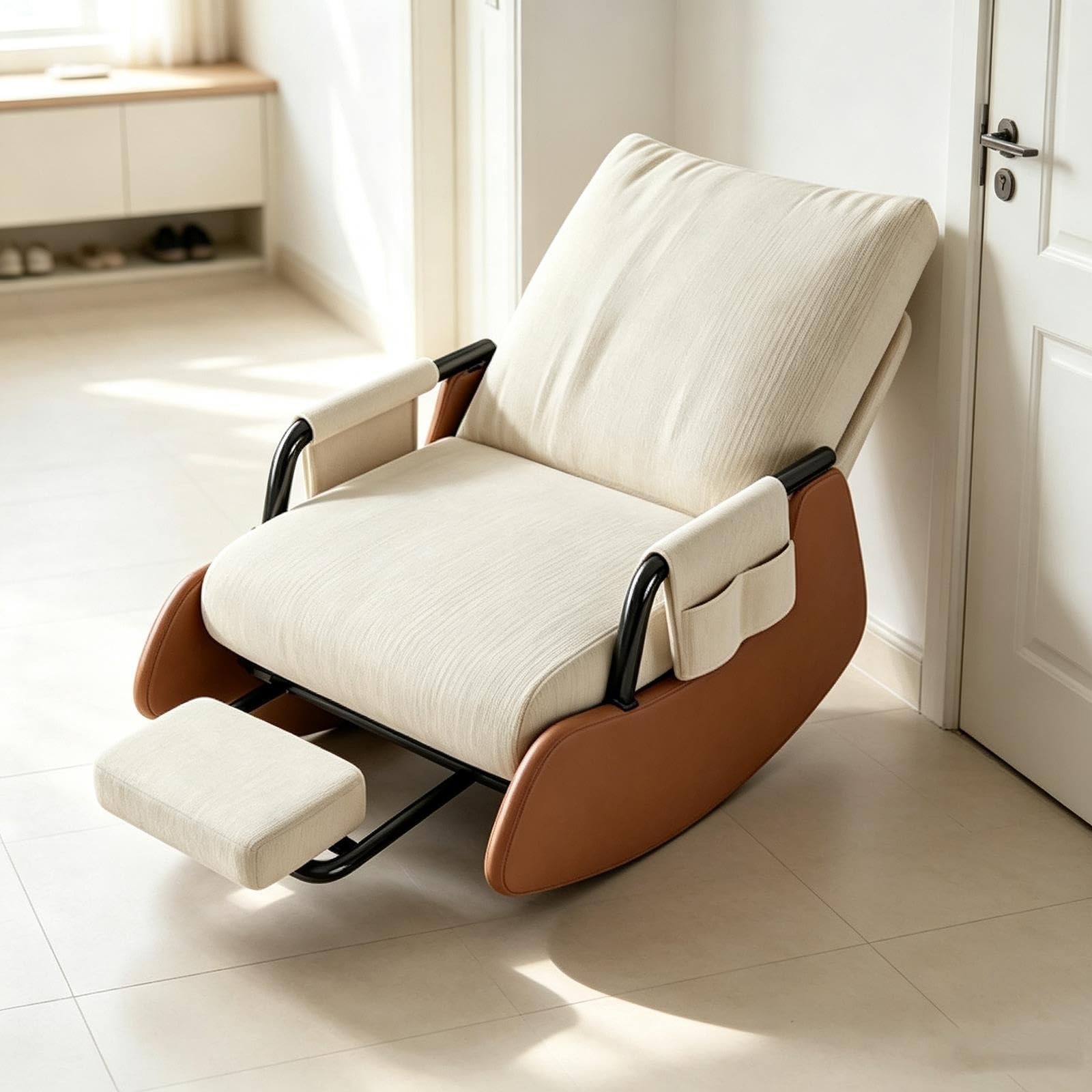 Fauteuil à bascule inclinable ergonomique avec repose-pieds, siège de salon