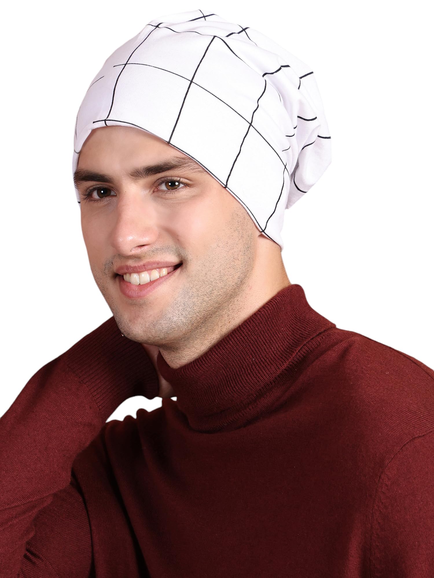 Mack JONNEY Cotton Blend Check Printed White Cap for Men-MACK639946-picture-28