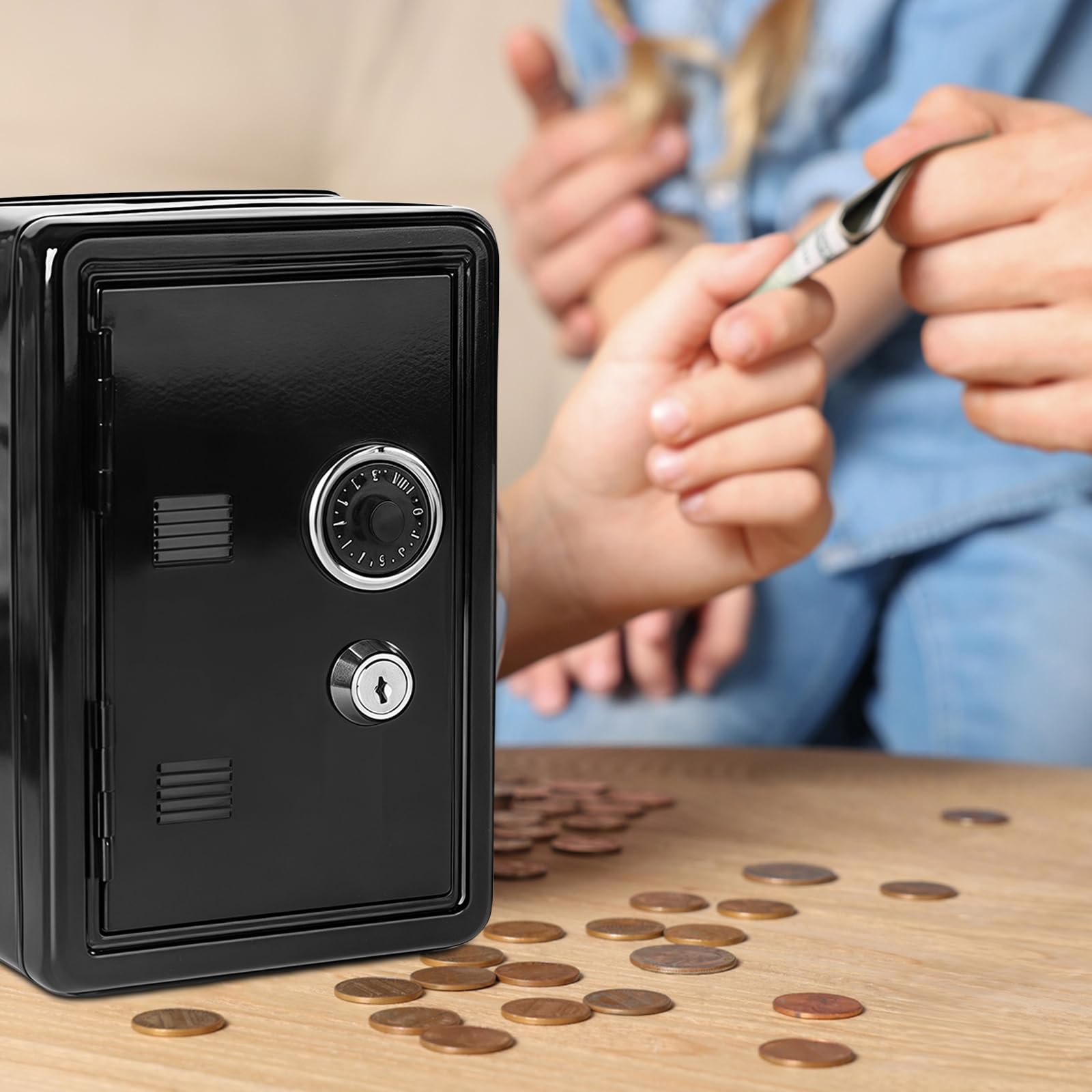 Salvadanaio a forma di salvadanaio, cassaforte con chiave, salvadanaio, sicurezza Metal Money Bank con chiave (18 x 12 x 10 cm)