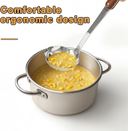 Miniatura 7 de FJNATINH Espátula Wok de acero inoxidable, espátulas ranuradas, cucharón, juego de herramientas de cucharón de espumadera, utensilios de cocina