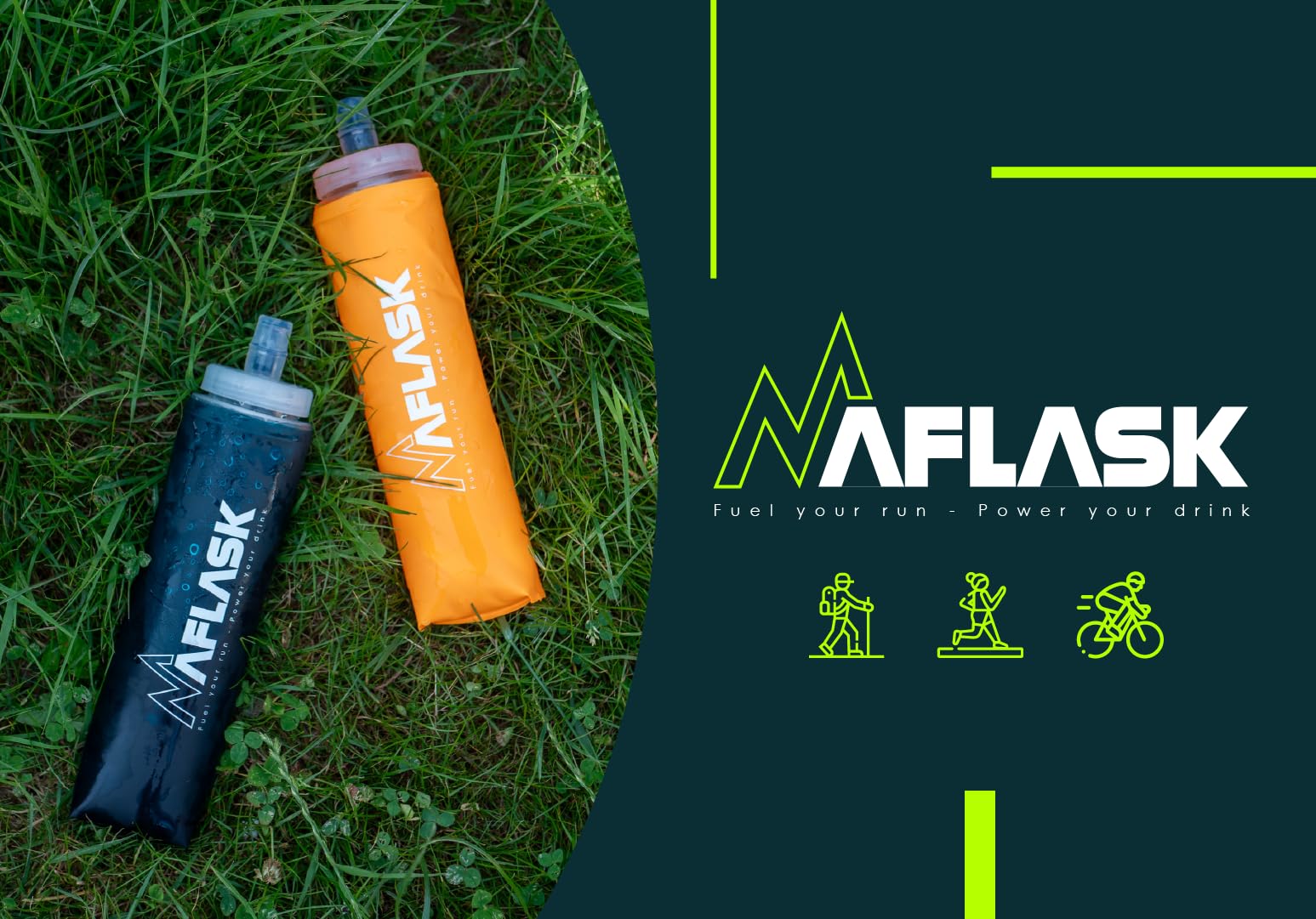 Gourdes/Flasques Souples 500 ml – Lot de 2 Softflask Diamètre 42 mm Sans BPA, Ultra-Légères,Anti-Fuite, Bouteilles d’Eau Sport pour Running, Trail, Randonnée & Vélo (BLEU- 500ML- 2pcs)