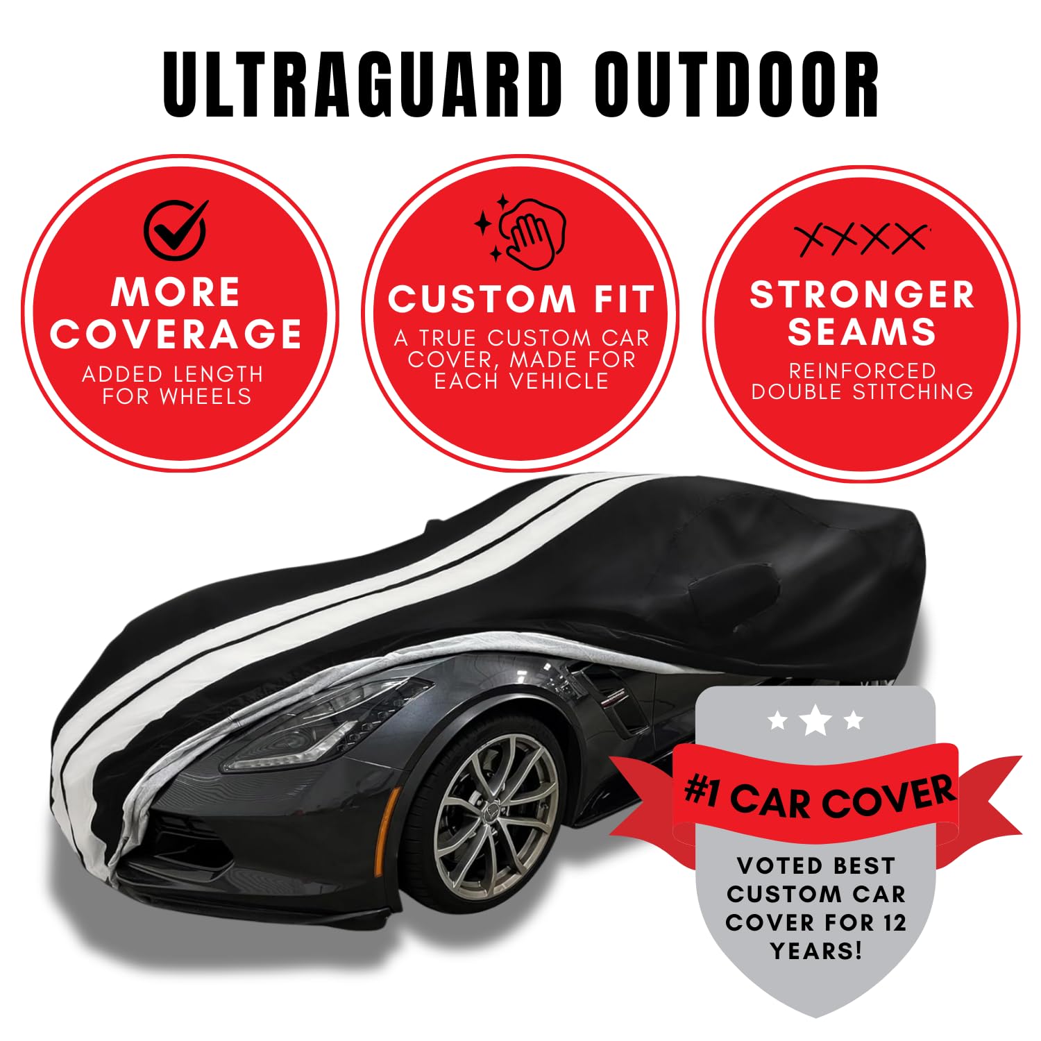 C7 Corvette Car Cover - Custom Fit Indoor Outdoor UV Rain Protection - Ultraguard Plus 300 Denier High — view 3