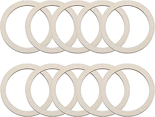 MECCANIXITY 2 Inch Unfinished Wood Rings Natural Wooden Ring Circle Flat Round Shape Ornaments Wooden Slices for Frames, DIY Crafting Projects, Painting, Home Decor, 10Pcs