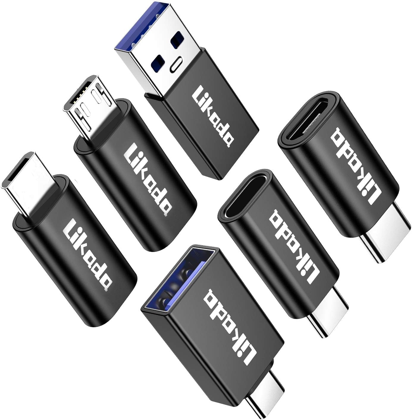 USB Type C Adapter, USB C to Micro USB/USB C to USB 3.0/USB C to 1phone Adapter Data Sync Fast Charging Convert Connector for Samsung Galaxy S9 S8 Note 9, Google Pixel (Black)