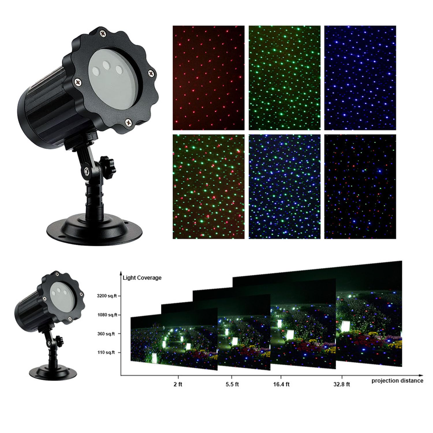 Lampada proiettore nevicata con telecomando, luci natalizie impermeabili IP65, protezione termica integrata, ideale per uso notturno all'aperto