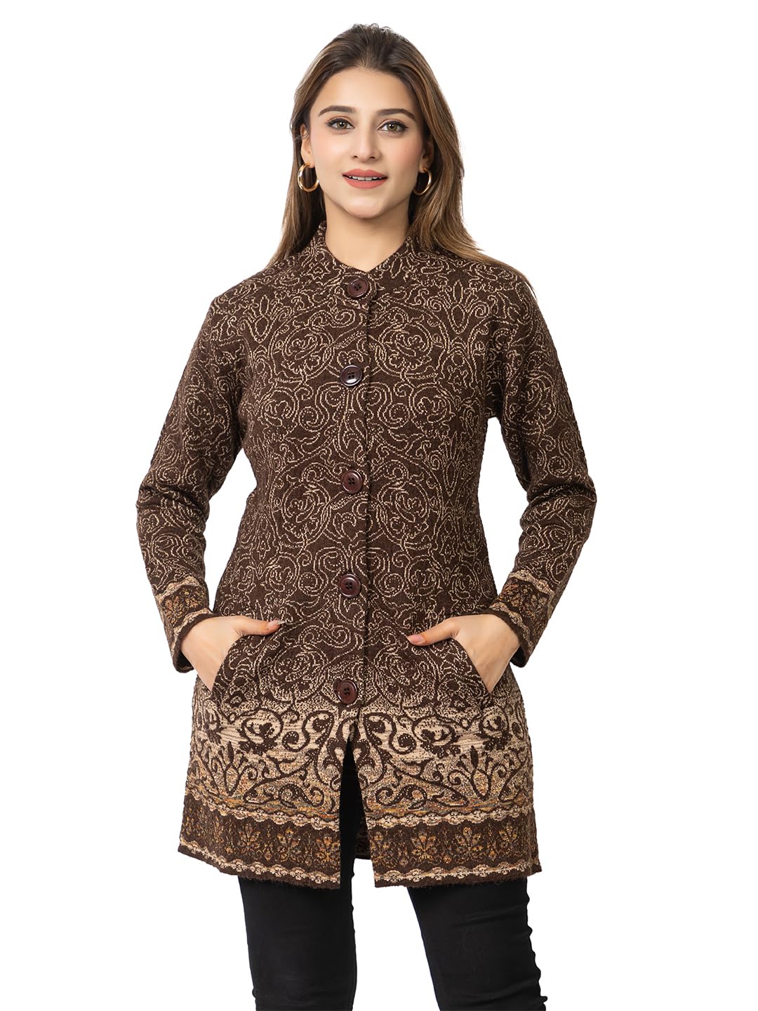 twenty me Winter Wear Casual Wear Acrylic Blend Button Closure and with Two Side Pockets Long Cardigans for Women's-picture-23