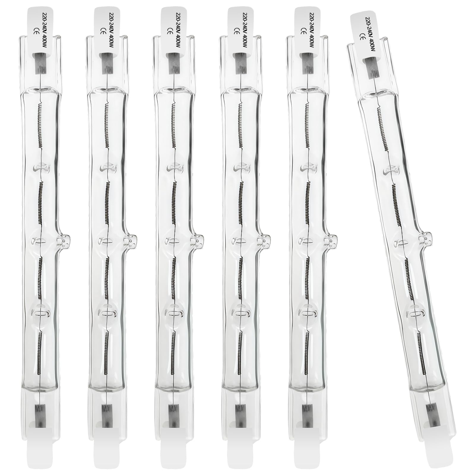 WinDerMo R7S Halogen Leuchtmittel 118mm, Halogenstab 118mm 400W 230V, 6 Stück Halogenstab R7S Dimmbar Halogenstablampe für baustrahler, Arbeit Landschaftsbeleuchtung, Wohnzimmerleuchten