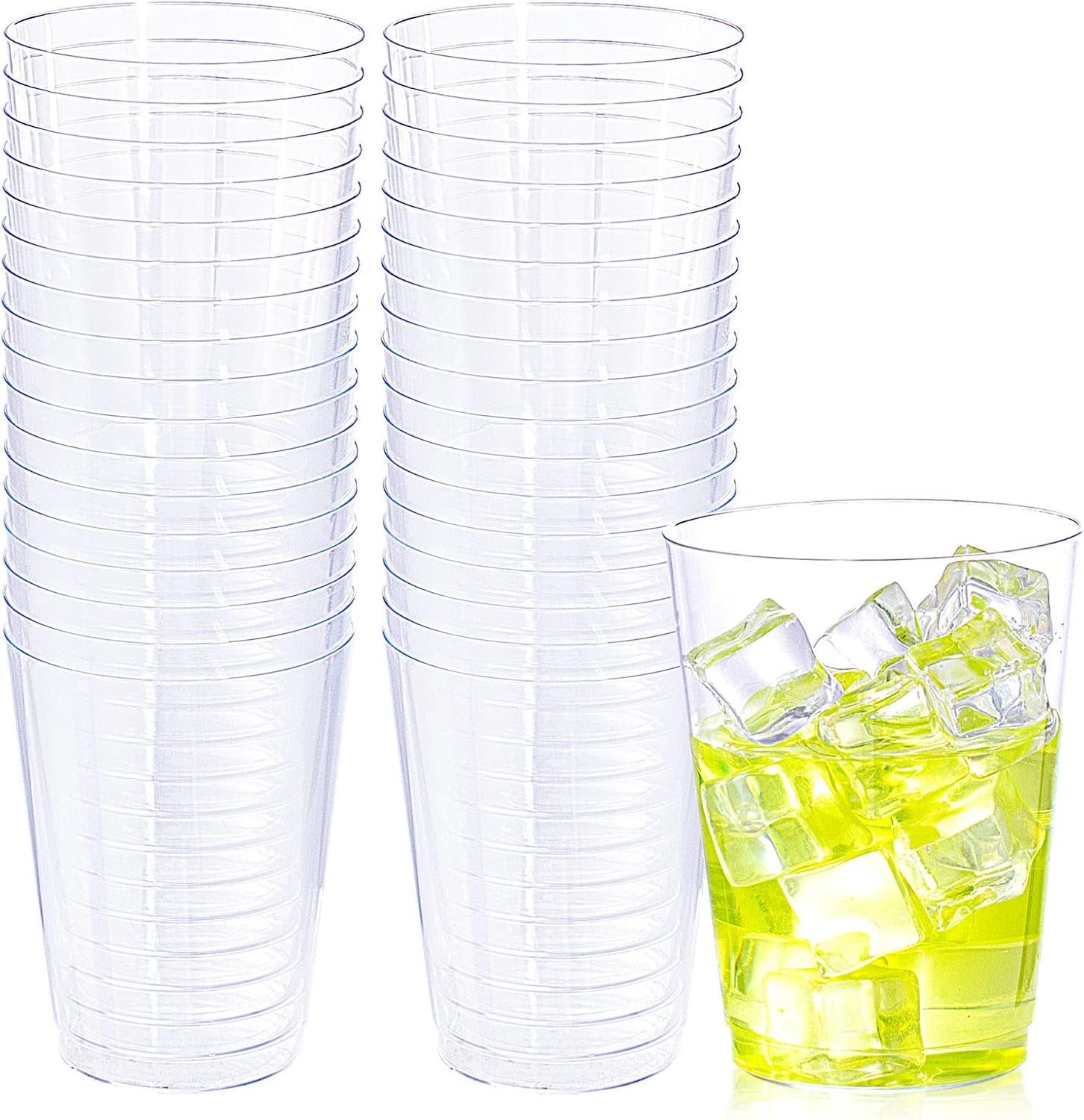 WDF 60 PACK Clear Plastic Cups 10 Oz Clear Disposable Cups