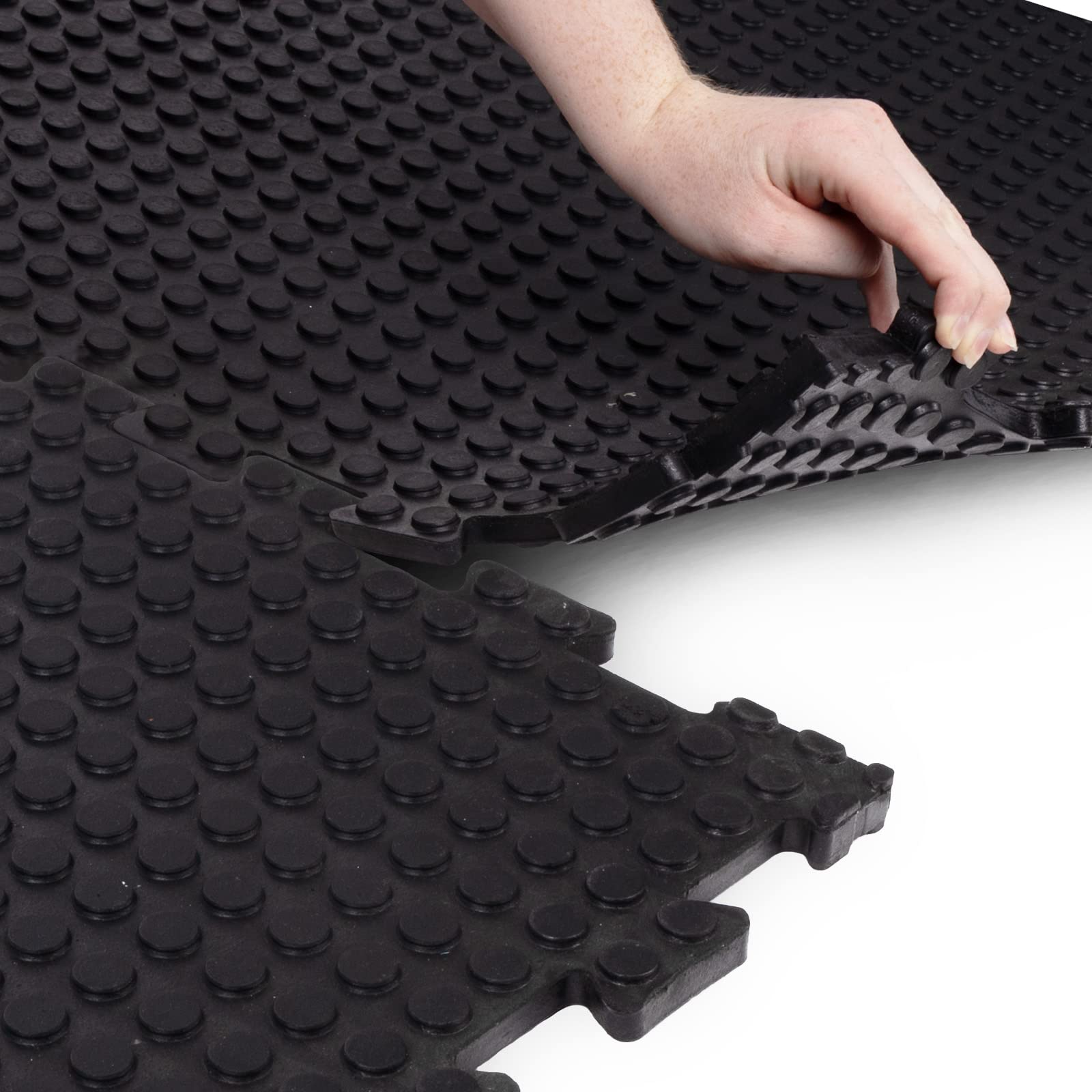 Puzzle isolatant | Tapis d'écurie en caoutchouc | Revêtement avec système de puzzle | Les tapis de sol en caoutchouc vulcanisé | 100 x 100 x 1,8 cm