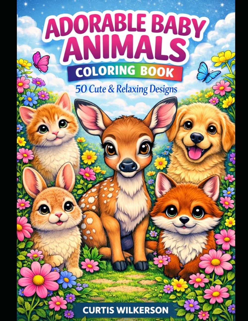 Adorable Baby Animals Coloring Book: 50 Cute & Relaxing Designs
