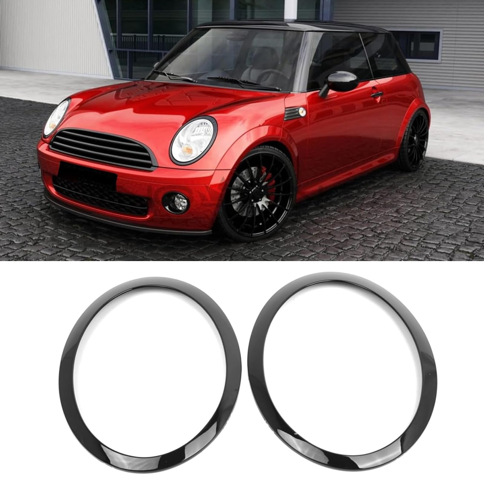 Scheinwerfer-Zierring, schwarz, Ersatz für Mini Cooper One R50 R52 R53 2001–2006, 1 Paar OEM 63126917835 63126917836