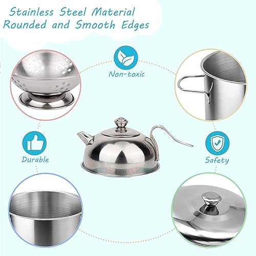 Miniatura 4 de Holycco Juego de accesorios de cocina, juego de cocina para niños con ollas y sartenes de juego, juego de cocina de campamento, accesorios de cocina