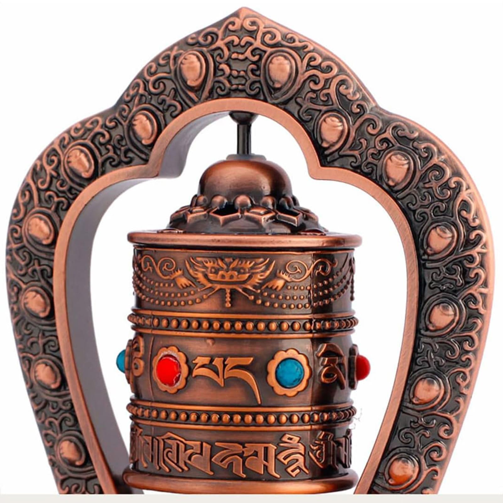 Ruota Di Preghiera Buddista A Energia Solare - Decorazione Per Auto, Casa E Ufficio, Design Tibetano In Oro - Foto 5