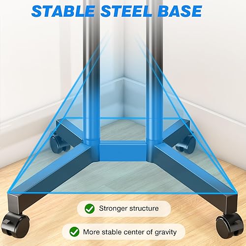 Miniatura 8 de Rfiver Carrito de TV móvil con toma de corriente para pantallas de 32 a 75 pulgadas, soporte de TV portátil con ruedas con ajuste de altura, soporte