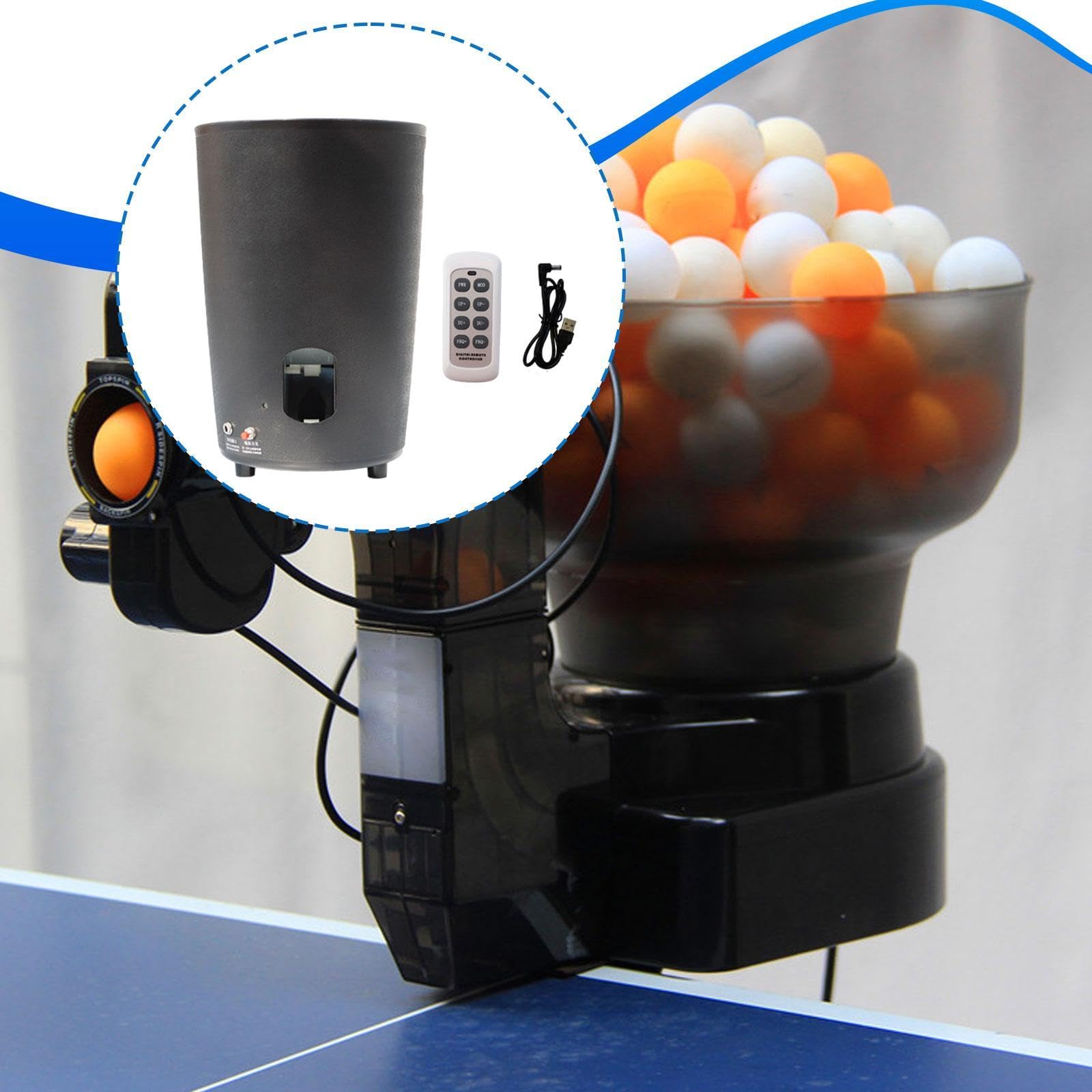 Robot de Tenis de Mesa Automático Portátil con Capacidad de 80 Pelotas Recargable Mando a Distancia Cinco Modos de Lanzamiento Diseño Compacto Y Mater