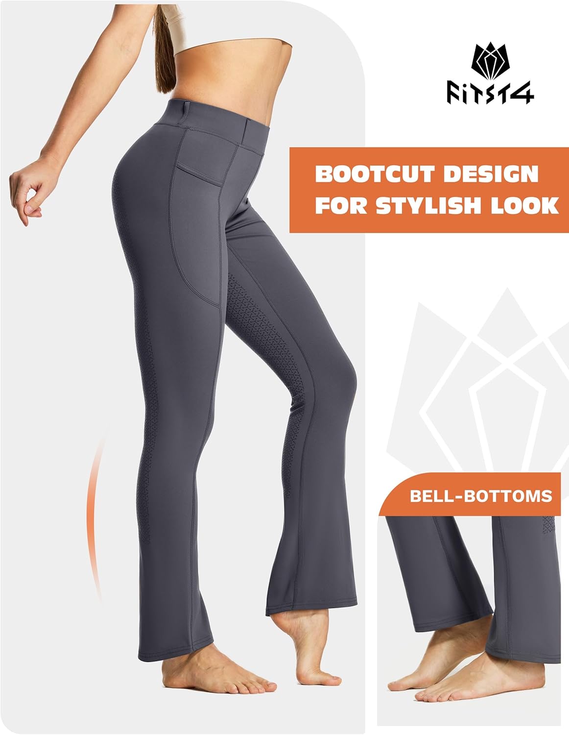 FitsT4 Sports Women's Full Seat Horse Riding Pants Bootcut Riding Tights with Pockets Equestrian Breeches for Women - Image 5