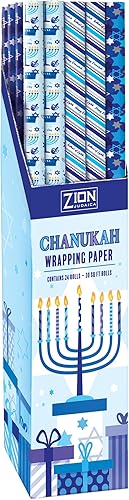 Miniatura 2 de Zion Judaica Hanukkah - Rollo de papel de regalo con tema de Janucá, papel de regalo de Janucá, rollo de papel de embalaje de regalo de Navidad, 30