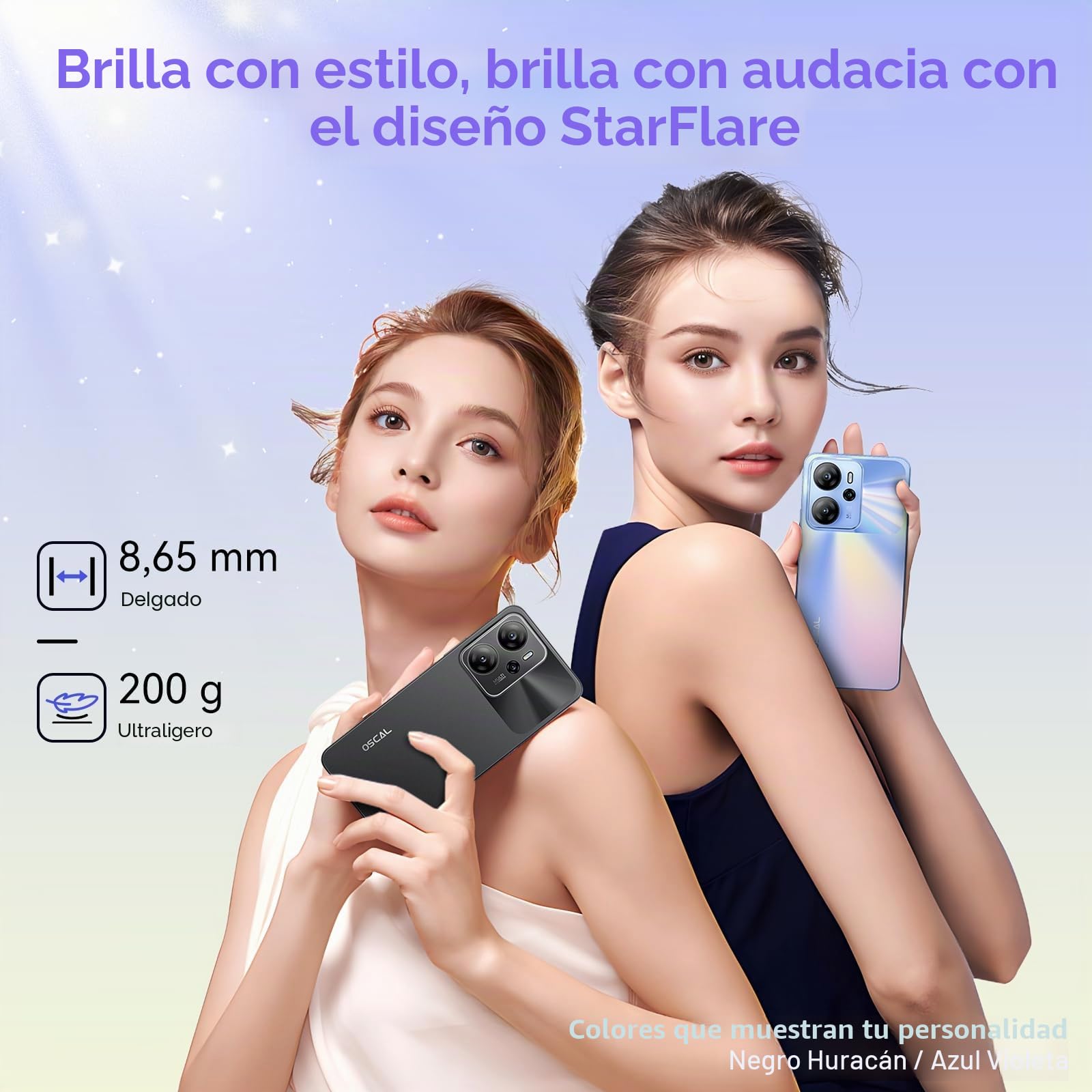 OSCAL 2025 Flat 2C Movil Android 14 6GB +64GB/2TB TF, 6.56" HD+ Smartphone, Batería 5000mAh, Cámara 13MP+8MP, 4G Dual SIM/OTG/GPS/3 Años de Garantía Telefonos Moviles Libres - Antracita