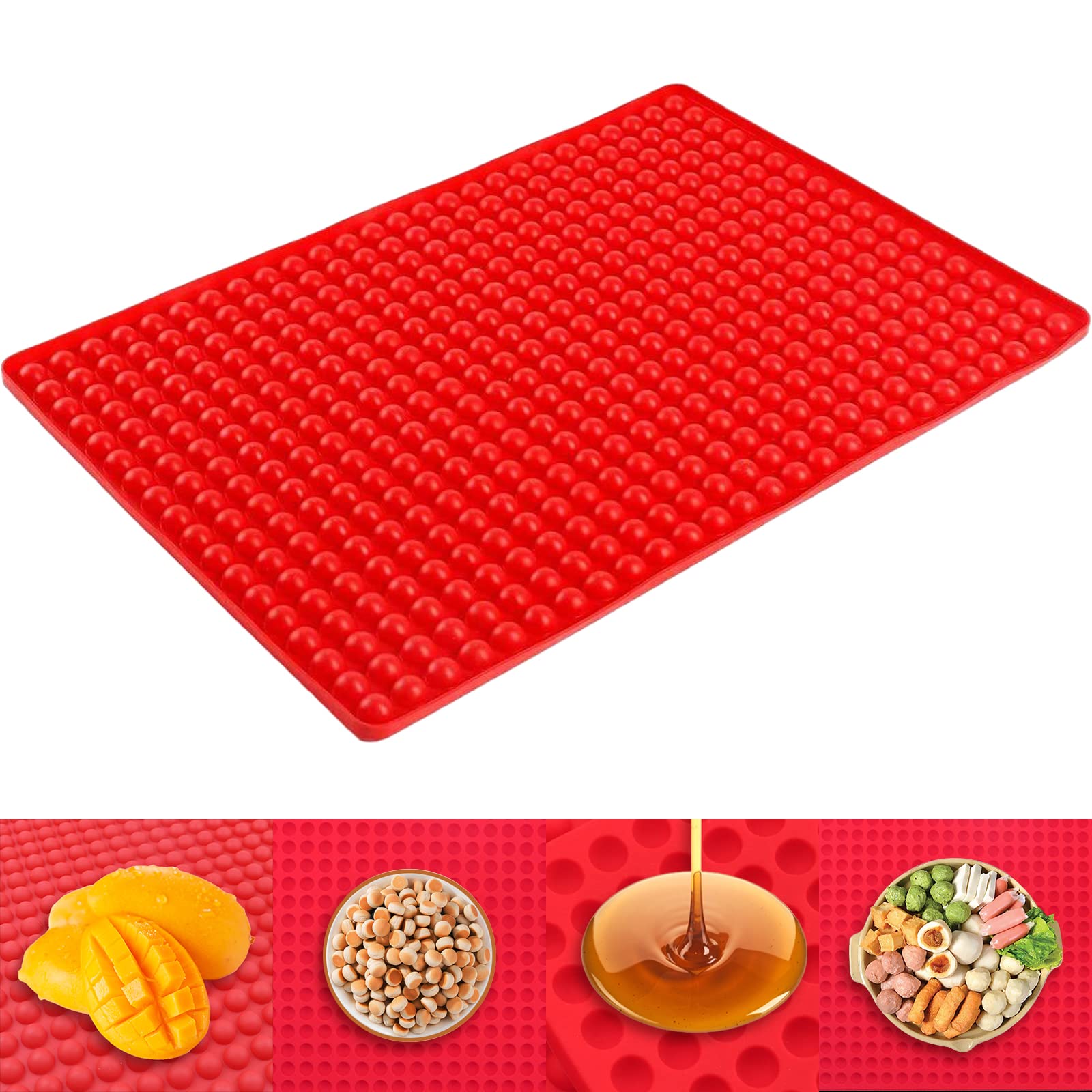 Newaner Tapis de cuisson en silicone Demi-Sphère 1cm résistant à la chaleur sans BPA rouge
