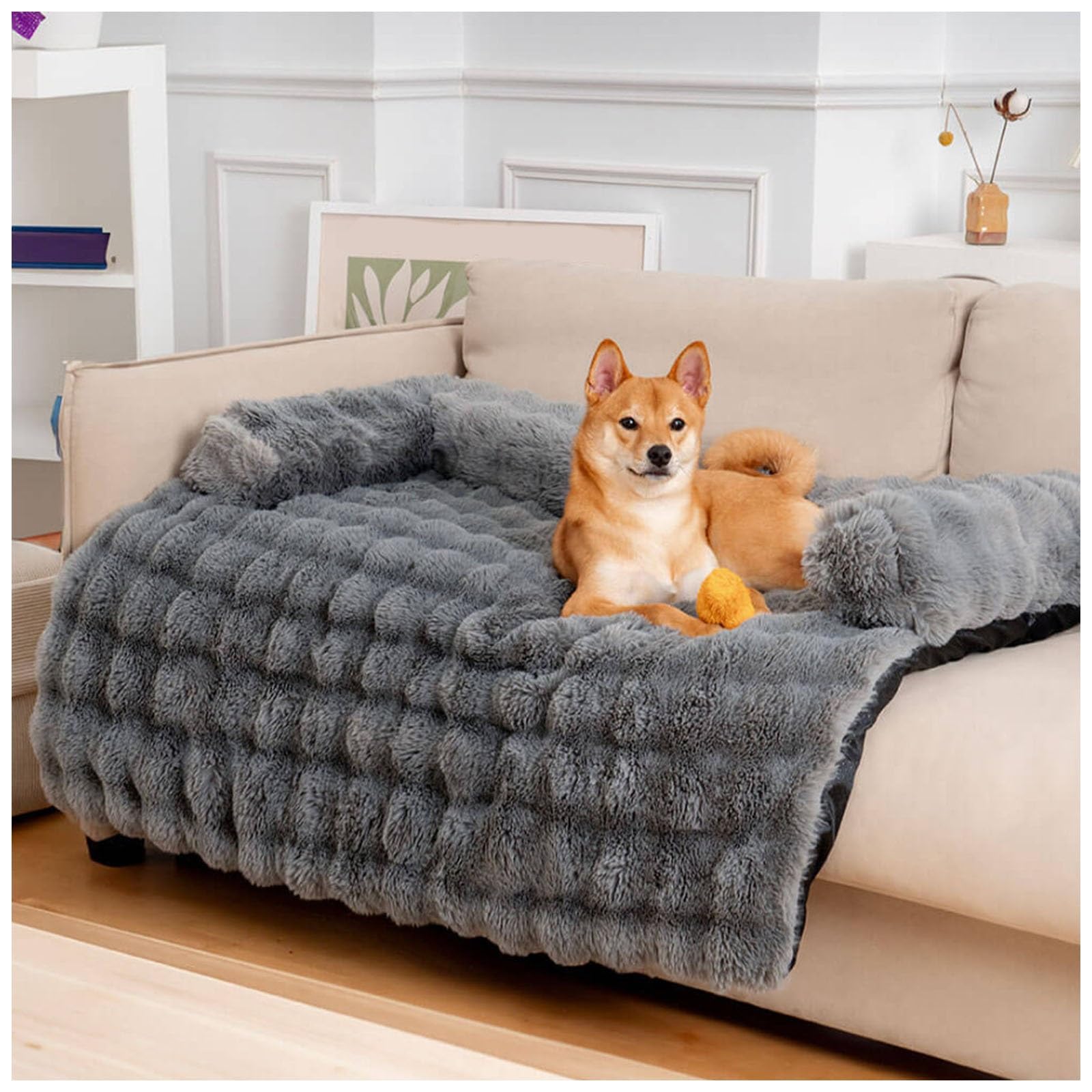 Hundebett Sofa, Sofaschutz Hund Waschbare Hundedecke Sofa Antifouling Hundedecke Sofaschutz Hundebett Couch Hunde rutschfestes für Bett/Sofa/Auto(Grau,L)