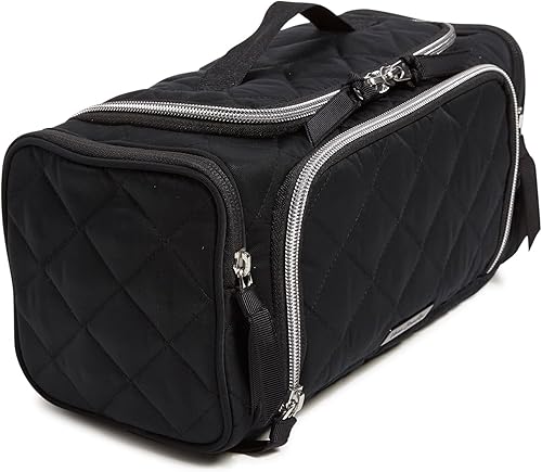 Miniatura 3 de Vera Bradley Bolsa organizadora de maquillaje cosmético de viaje grande de sarga para mujer, Floraciones y ramas azul marino