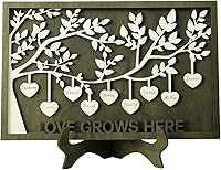 Vista 25 de Joyforisa Regalos para mamá y abuela, marco personalizado del árbol de la vida con corazones y nombres, marco de árbol familiar de madera