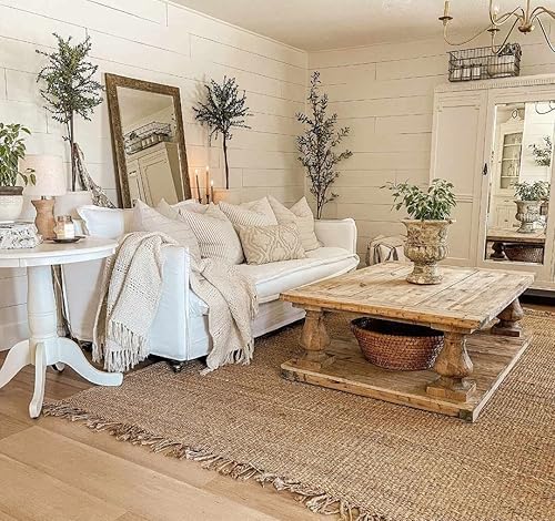 Miniatura 2 de Hauteloom Oaks - Alfombra de yute de hierba marina tejida a mano, alfombra de fibra natural, borla con flecos naturales, alfombra larga con aspecto