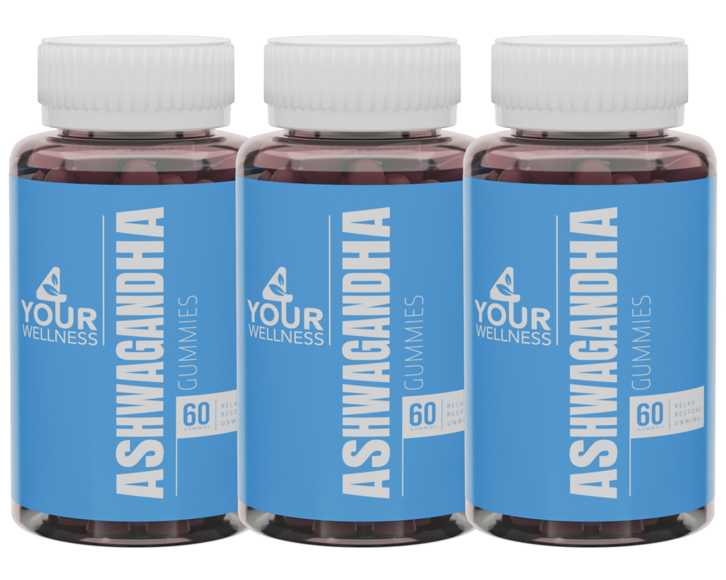 Ashwagandha Gummies Mixed Berry KSM-66, Lion's Mane, Vitamin-D, Non-GMO, Gluten-Free, Gelatin Free & Kosher (180 Count (Pack of 3))