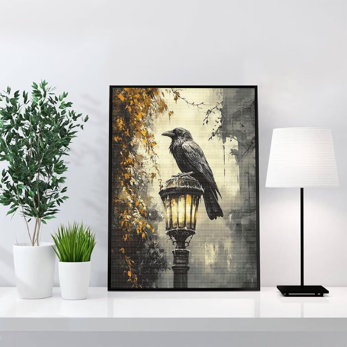 Diamond Painting Kit Completo, Diamond Painting Uccello, 5D Quadrato Pittura Diamante Kit Manualidades Adultos DIY Diamantini Crystal Art Disegni Ricamo Punto Croce Artigianale,60x90cm Lampioni j0-540